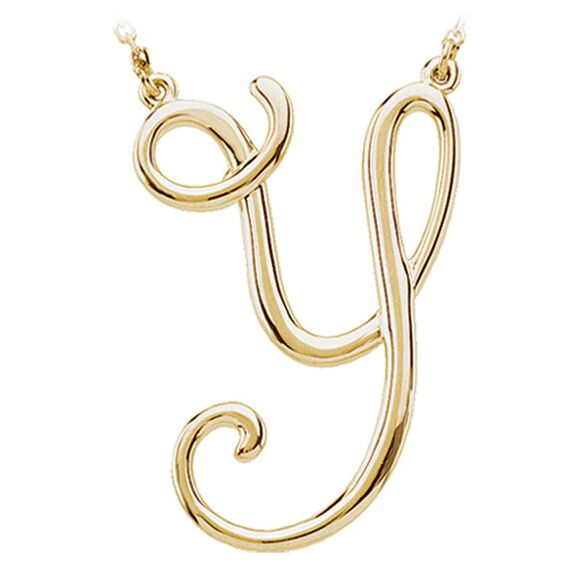 14k Yellow Gold Olivia Collection Medium Script Initial Y Necklace